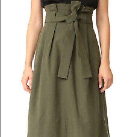 Club Monaco Dresses & Skirts - Club Monaco Bernadine Khaki High-Waisted Tie Skirt